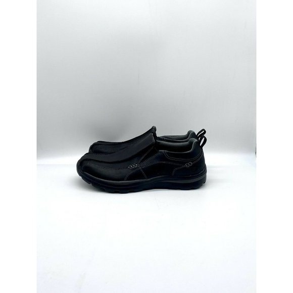 Skechers Mens Size 6.5 Black Leather Memory Foam Relaxed Fit Loafers SN#93889L - Picture 2 of 8